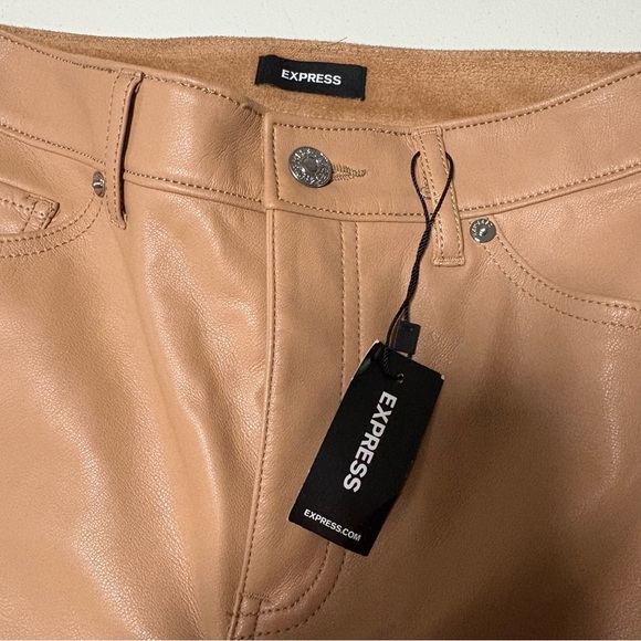 Express Camel Faux Leather Pants - Picture 3 of 5